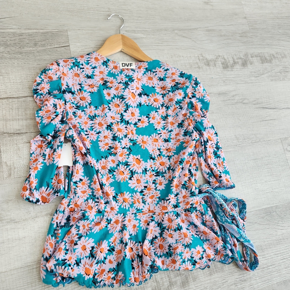 Diane Von Furstemberg Siera Reversible Mesh Topin Small Vintage Daisies Pink - Picture 15 of 15
